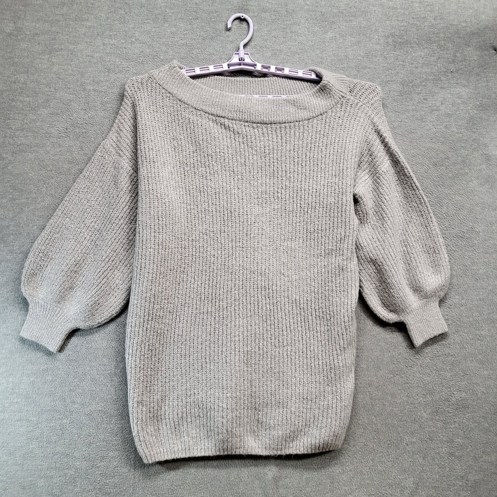 Express Women‎ Sweater Medium Gray Soft Balloon Half Sleeve Knit NWT